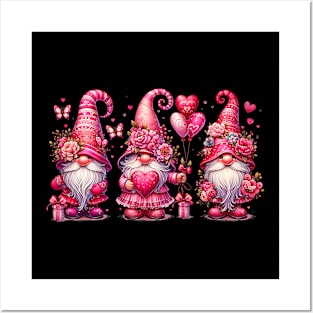 Pink Valentines Gnomies Girls Womens Heart Gnome Valentines Posters and Art